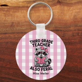 Llavero Personalized 3rd Grade Teacher Cute Feral Raccoon