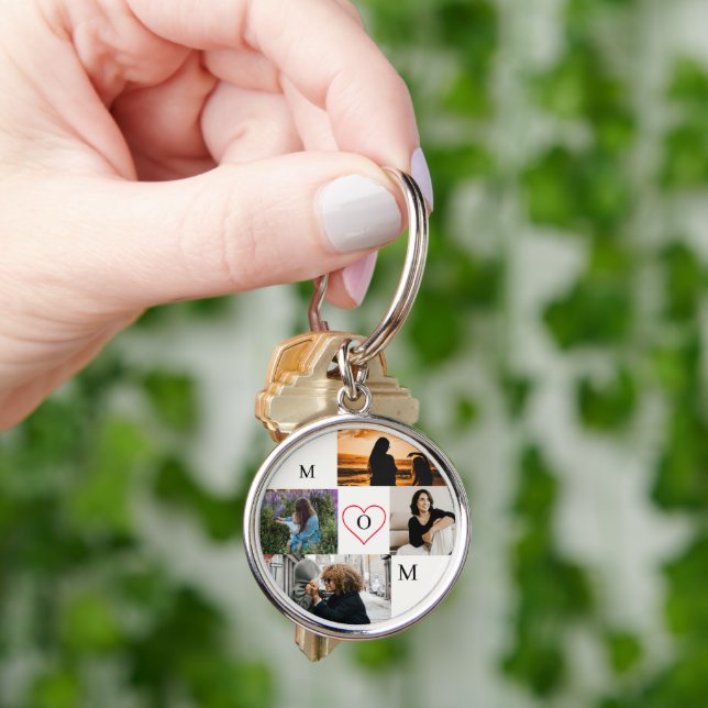 Llavero Personalized 4-Photo Collage Mom Monogram (Mano)