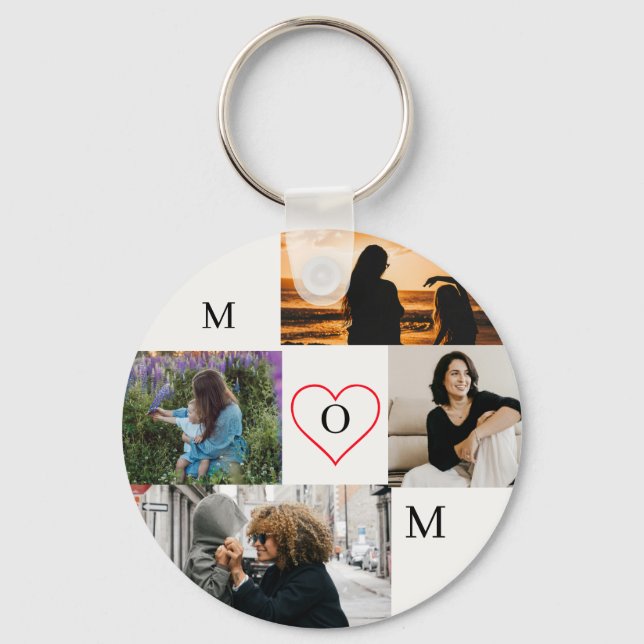 Llavero Personalized 4-Photo Collage Mom Monogram (Anverso)