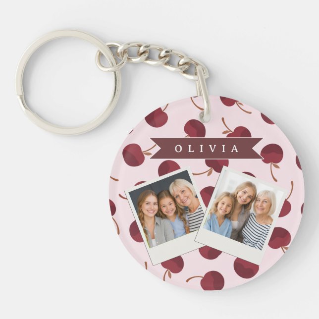 Llavero Personalized Aesthetic Cherry Pattern Name Gift (Frente)