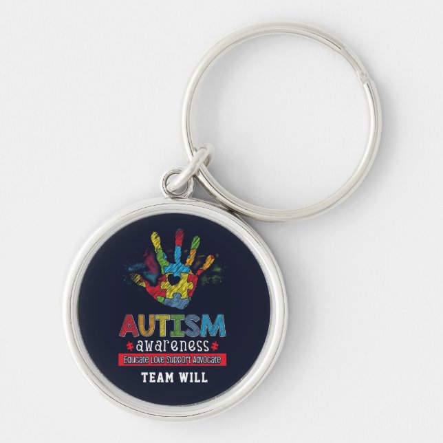 Llavero Personalized Autism Awareness Educate Advocate (Frente)