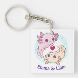 Llavero Personalized Axolotl Couple Valentine Keychain