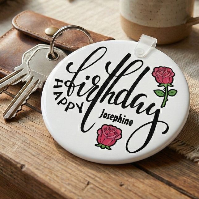 Llavero Personalized Birthday Pink Rose  (The Perfect Small Gift)