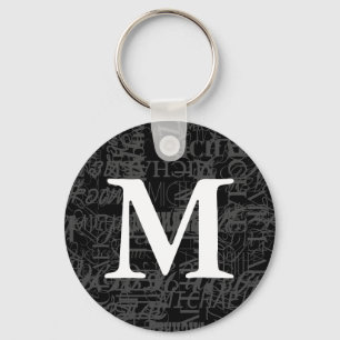 Llavero Personalized Black Modern Monogram Keychain