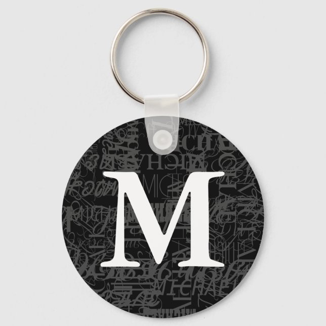 Llavero Personalized Black Modern Monogram Keychain (Anverso)