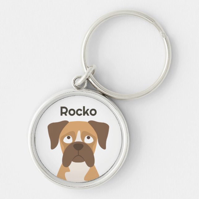 Llavero Personalized Boxer Dog Keychain Custom Name Gift (Frente)
