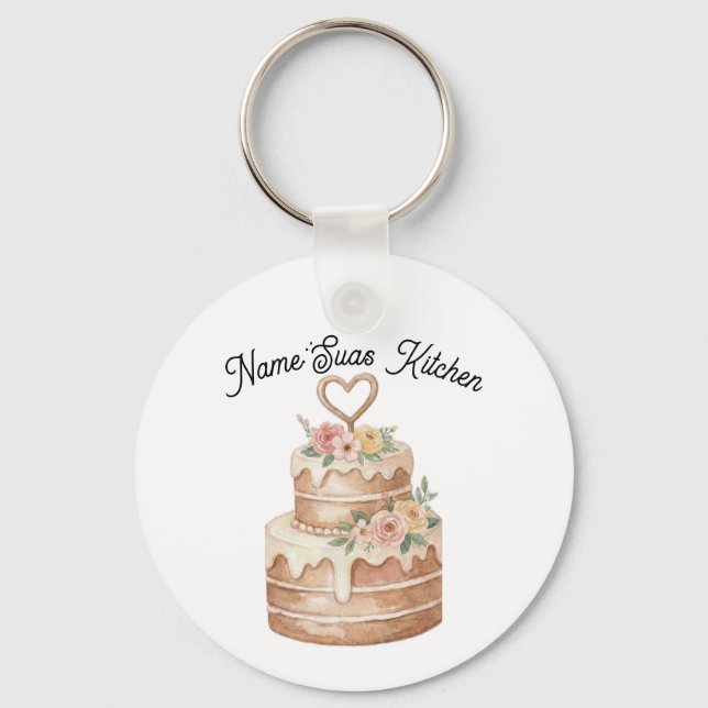 Llavero personalized Cake Keychain  Custom Name Baker Gift (Anverso)