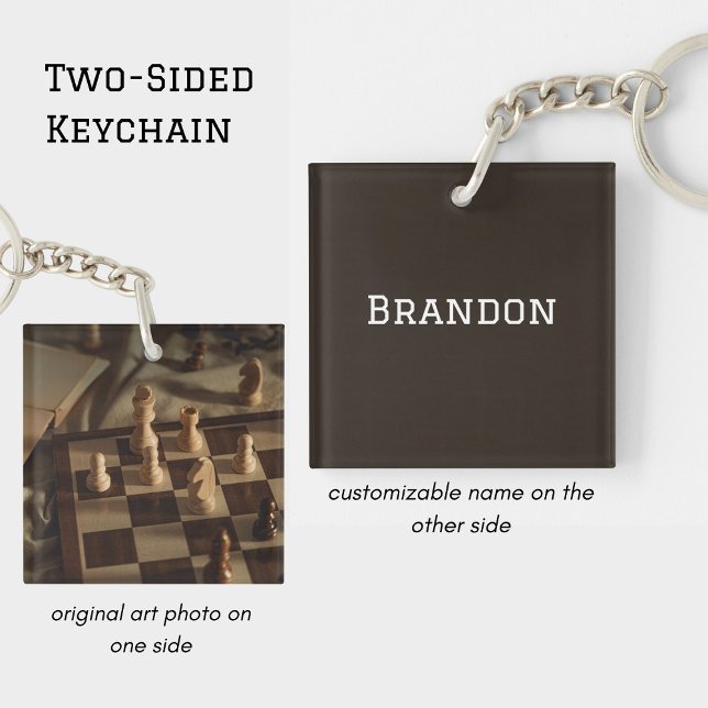 Llavero Personalized Chess Board Photo Minimal Men's Name (Subido por el creador)