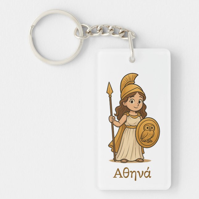 Llavero Personalized Cute Cartoon Athena Greek Goddess  (Frente)