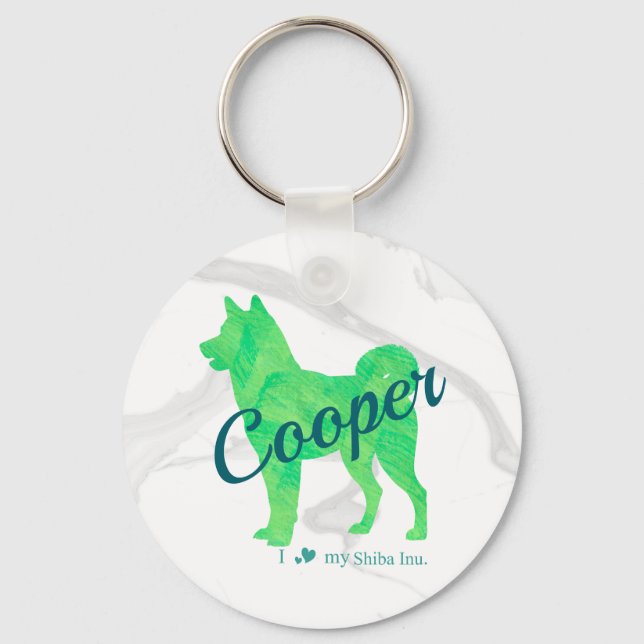 Llavero Personalized Cute Pastel Green Shiba Inu - Dog (Anverso)