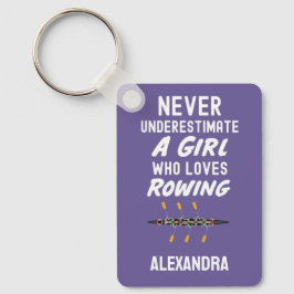 Llavero Personalized Cute Purple Rowing Girl Rower Kids