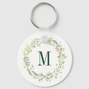 Llavero Personalized Floral Monogram Summer Foliage