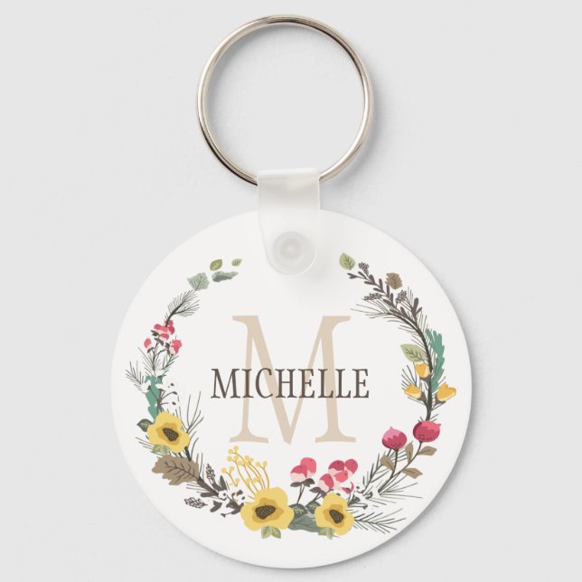Llavero Personalized Floral Monogram Woodland Blossoms (Anverso)