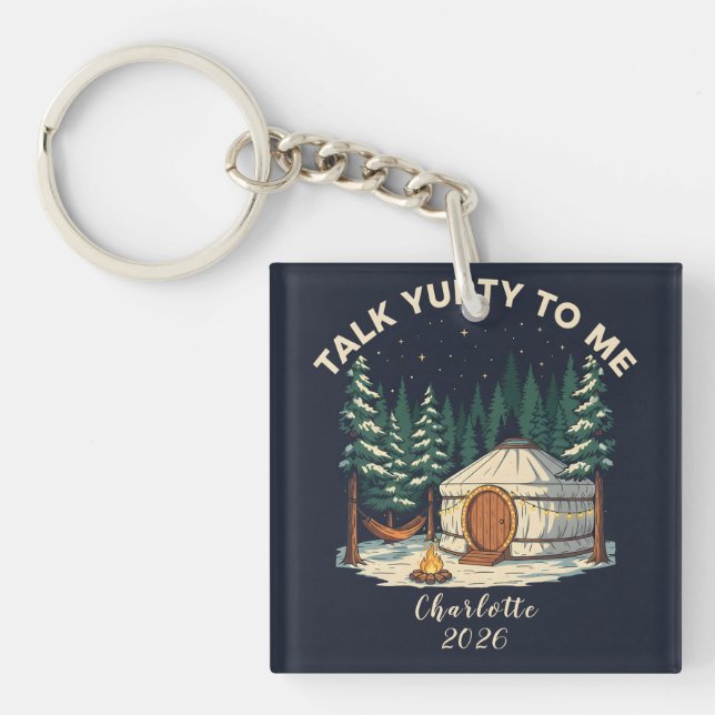 Llavero Personalized Glamping Yurt Adventure Retro Camping (Frente)