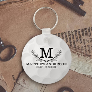 Llavero Personalized Golf Ball Pattern Name Monogram Age