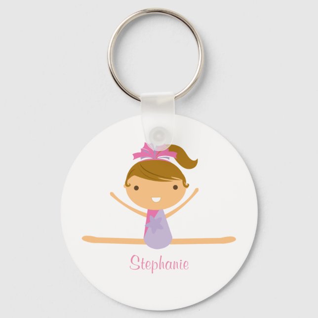 Llavero Personalized gymnastics split girls kids keychain (Anverso)