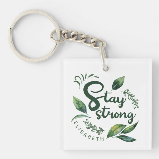 Llavero Personalized Inspirational Quote with Green Leaves (Frente)