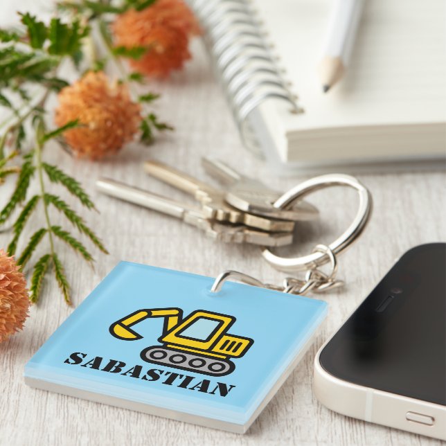 Llavero Personalized kid's keychain with toy excavator  (Frente Derecha)