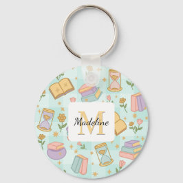 Llavero Personalized Magic Books Girl School Mint Green