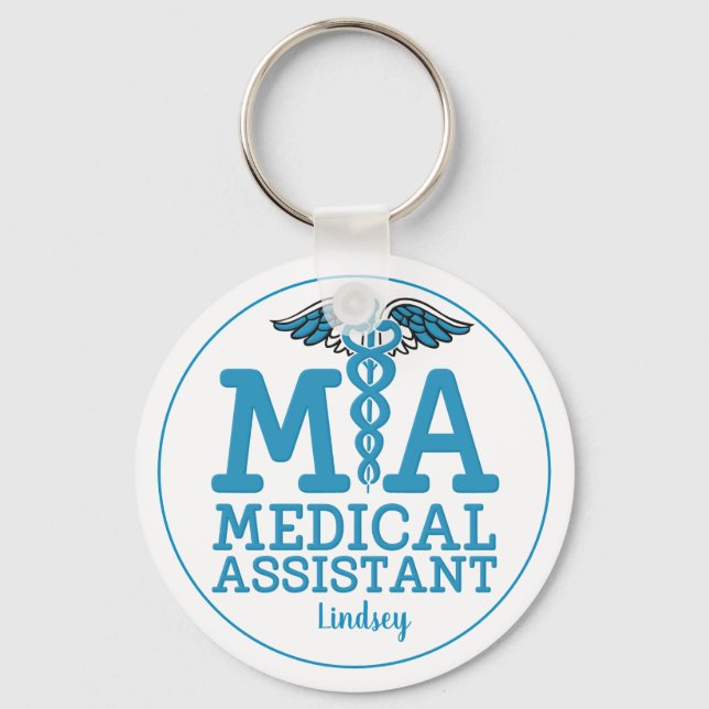 Llavero Personalized Medical Assistant Blue Keychain (Anverso)