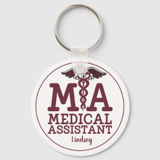 Llavero Personalized Medical Assistant Burgundy Keychain