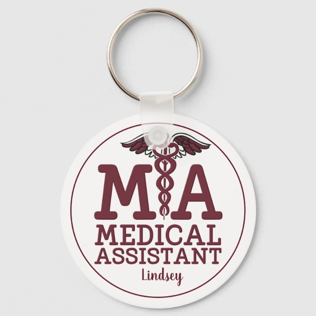 Llavero Personalized Medical Assistant Burgundy Keychain (Anverso)