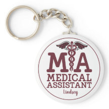 Personalized Medical Assistant Burgundy Keychain