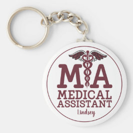 Llavero Personalized Medical Assistant Burgundy Keychain