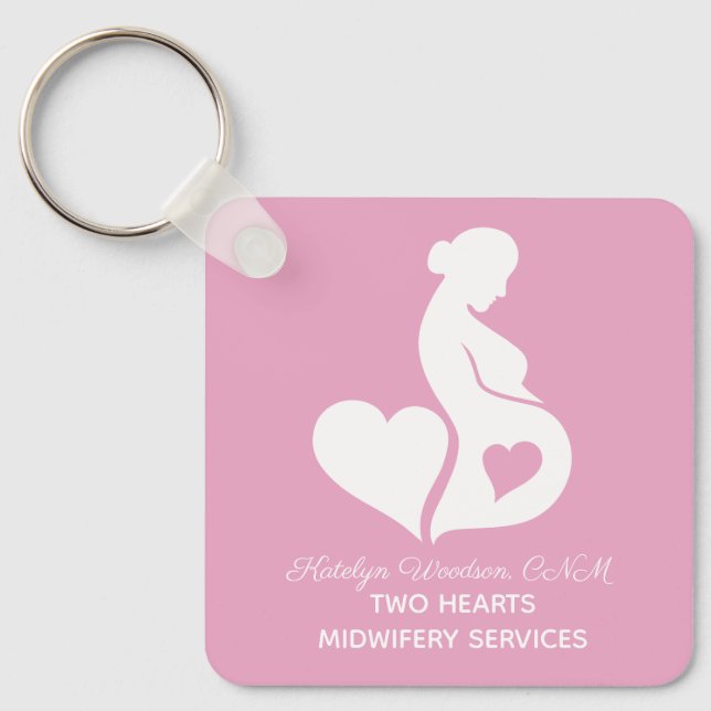Llavero Personalized Midwife Beautiful Doula OBGYN Pink (Anverso)