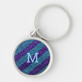 Llavero Personalized monogram glitter purple &blue