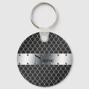 Llavero Personalized name black dragon scales