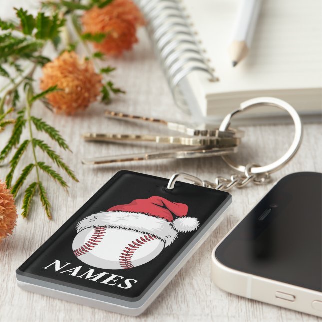 Llavero Personalized Name Christmas Baseball Santa Hat (Frente Derecha)
