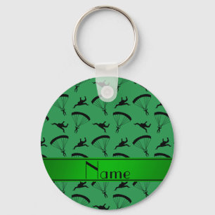 Llavero Personalized name green skydiving pattern