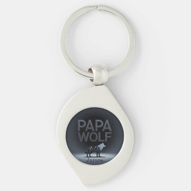 Llavero Personalized Papa Wolf Nature Silhouette (Anverso)