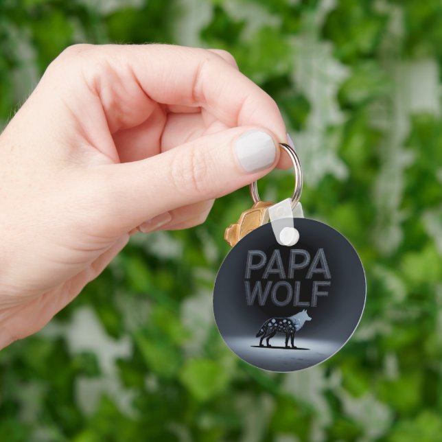 Llavero Personalized Papa Wolf Nature Silhouette (Mano)