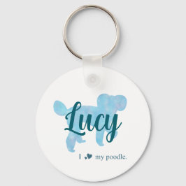Llavero Personalized Pastel Blue Poodle Keychain