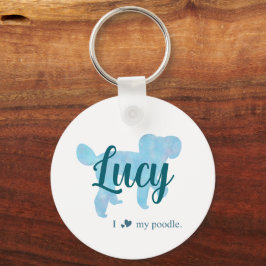 Llavero Personalized Pastel Blue Poodle Keychain