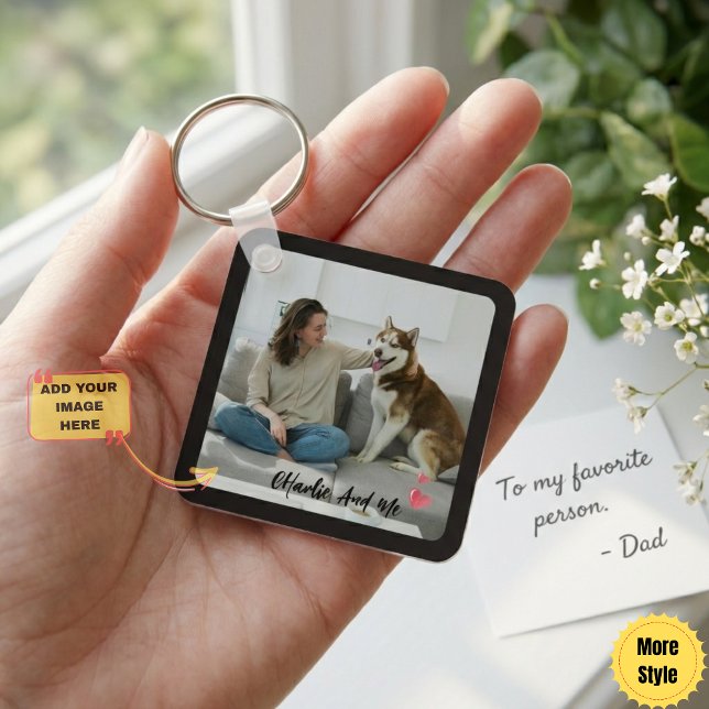 Llavero Personalized Pet Photo and Owner Heart Keychain  (Personalized Pet Photo and Owner Heart Keychain Custom Photo Gift for Family!)