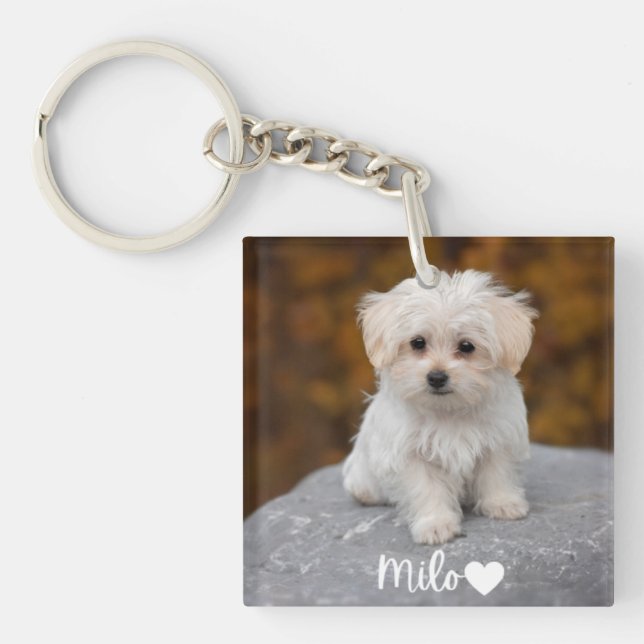 Llavero Personalized Pet Photo Keychain with Name (Frente)