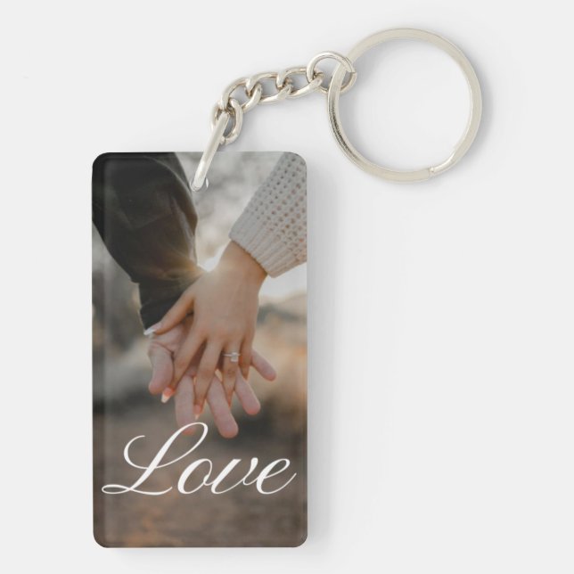 Llavero Personalized Photo and Text Photo Collage Keychain (Atrás)