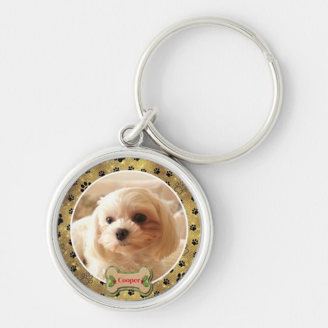 Llavero Personalized Photo Dog - Paw Print Design (Frente)