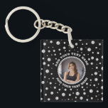 Llavero Personalized Photo with Pearls Circle on Black<br><div class="desc">A personalized photo design with Pearls Circle on a black background sprinkled with pearls. Perfect for gifts,  accessories,  and elegant everyday items.
You must know that you get a photo!</div>