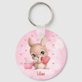 Llavero Personalized Pink Cute Bunny Rabbit Love