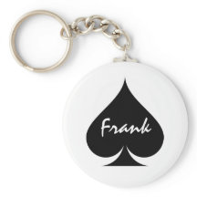 Personalized poker keychain with ace of spades