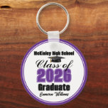 Llavero Personalized Purple Class of 2026 Graduation Party<br><div class="desc">Customize your own purple high school Class of 2026 graduate keychain for a high school or college graduation party. Cool varsity letters for the year on a great custom commemorative keepsake for seniors.</div>