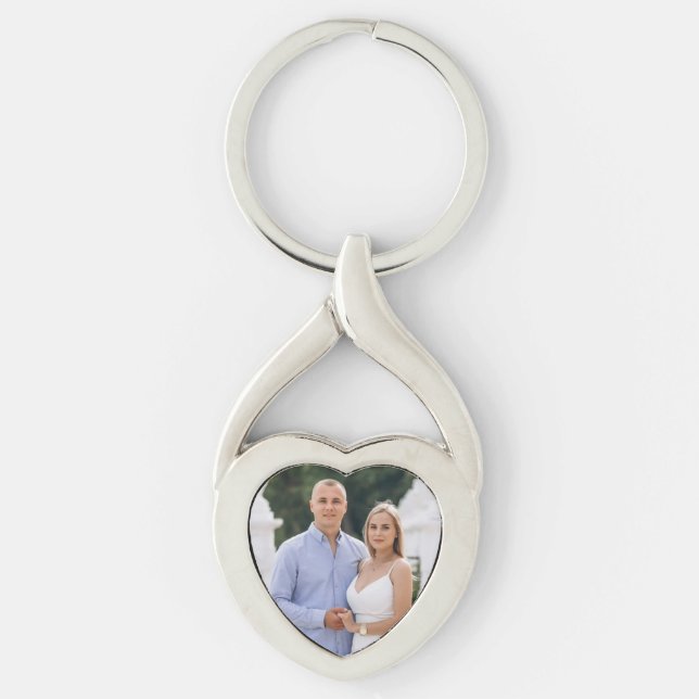 Llavero Personalized Romantic Couple Photo Heart Keychain (Anverso)