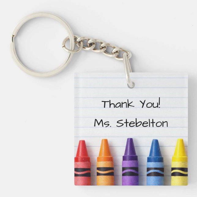 Llavero Personalized Thank You Crayon Teacher Keychain (Frente)