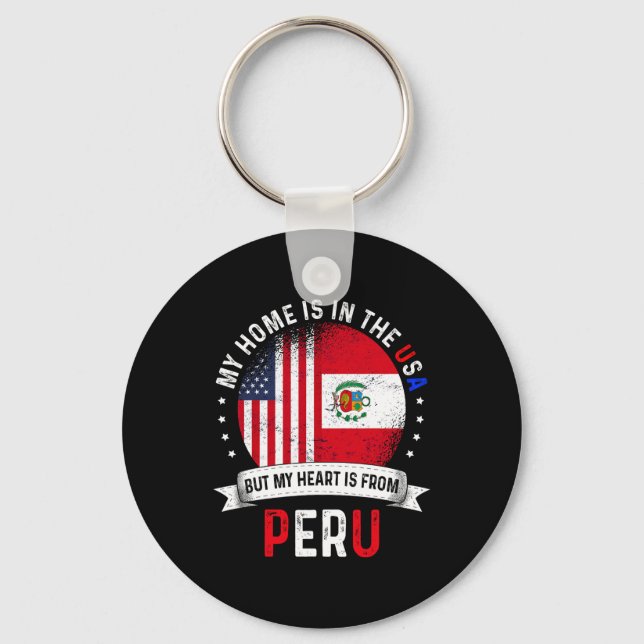 Llavero Peruvian American Patriot Heart Is From Peru Flag  (Anverso)