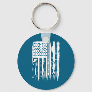 Llavero Pesca al aire libre bandera americana pescador ama
