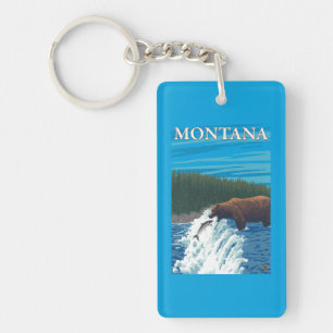 Llavero Pesca del oso en el río - Montana